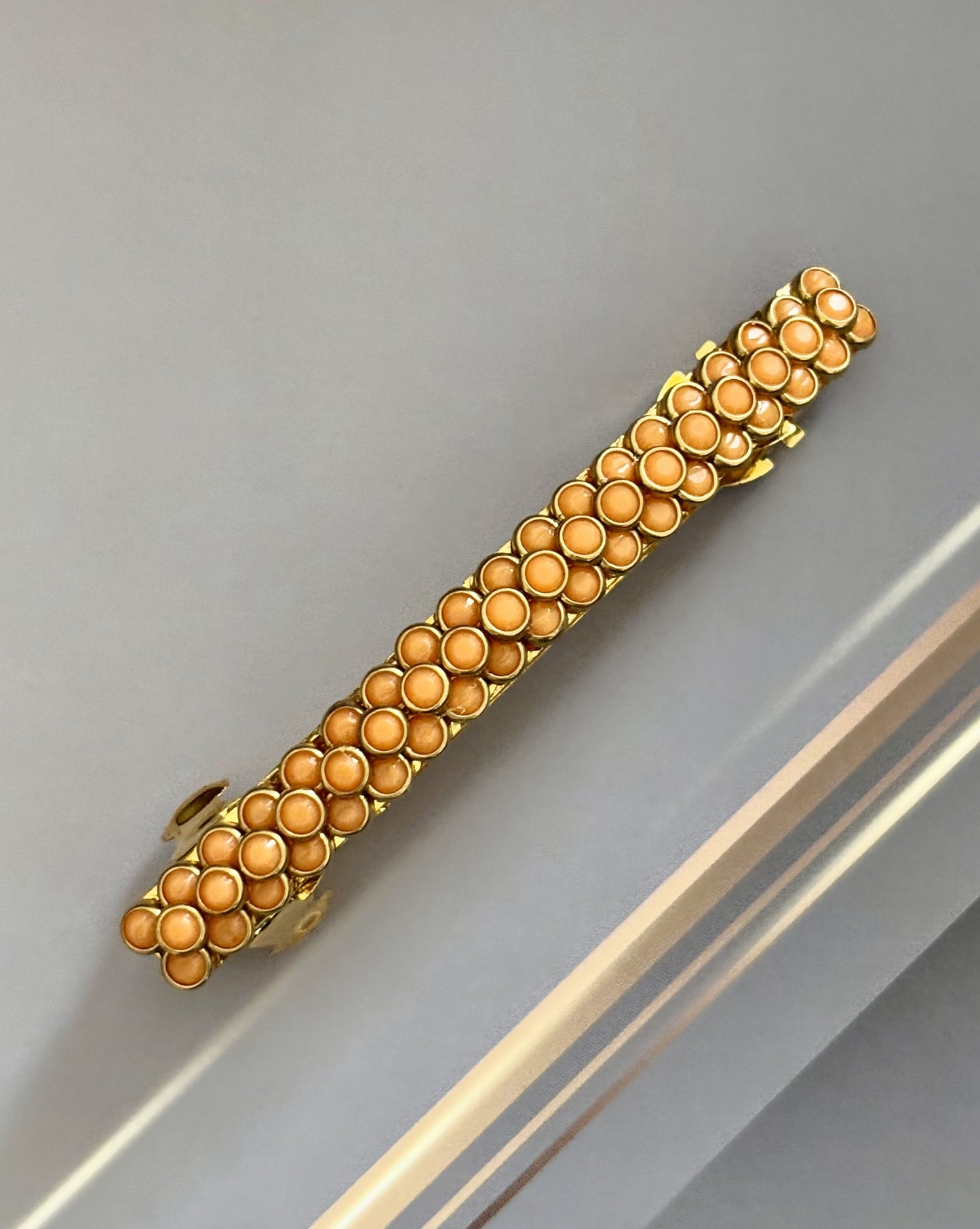 Handmade Light Orange Kundan Gold Hair Clip