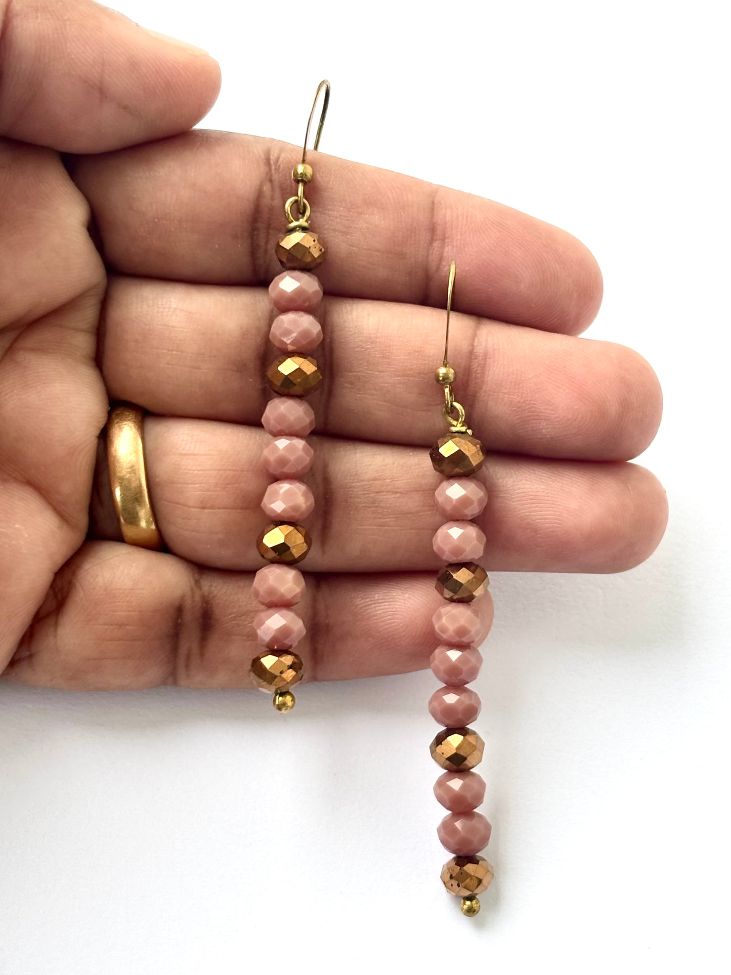 Light Chocolate and Gold Beaded Earrings