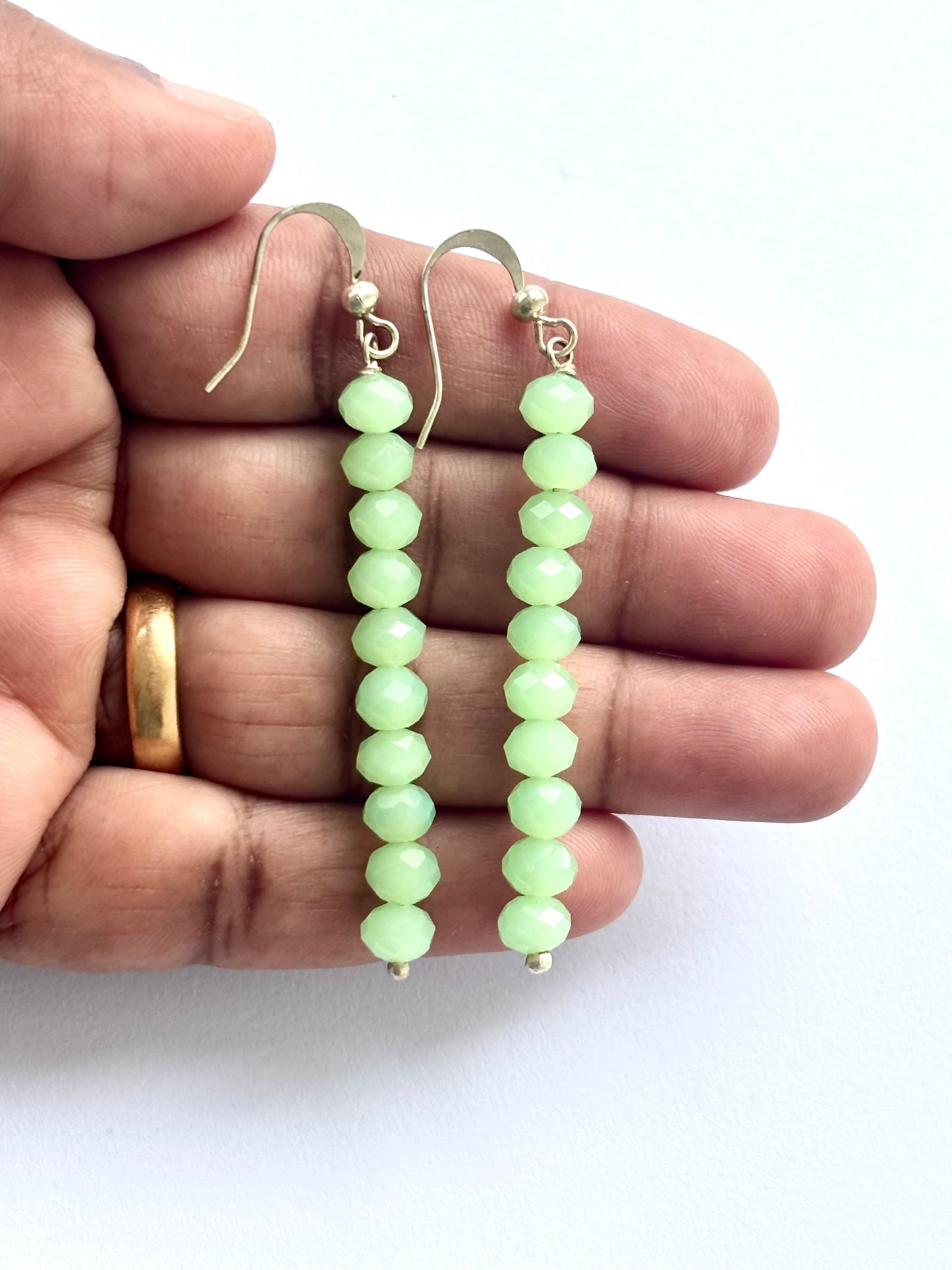 Mint Green Crystal Drop Earrings