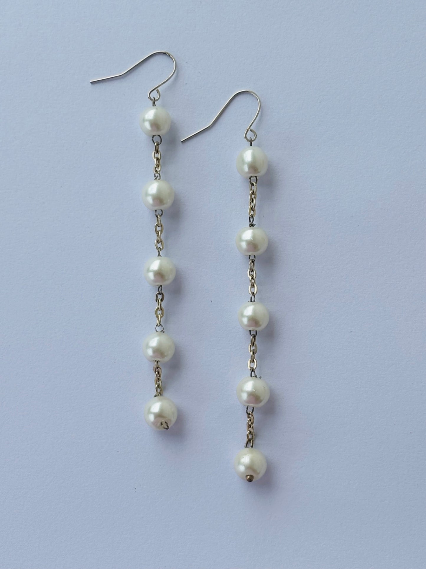 Handmade Pearl Chain Dangle Earrings