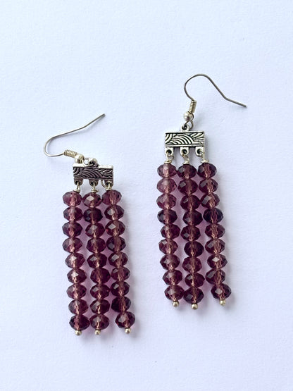 Handmade Amethyst Crystal Fringe Earrings