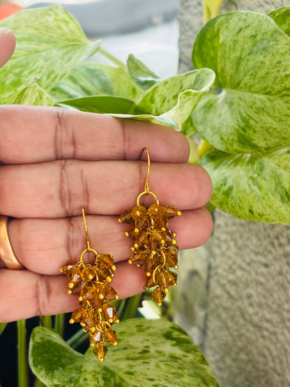 Handmade Amber Crystal Cluster Earrings