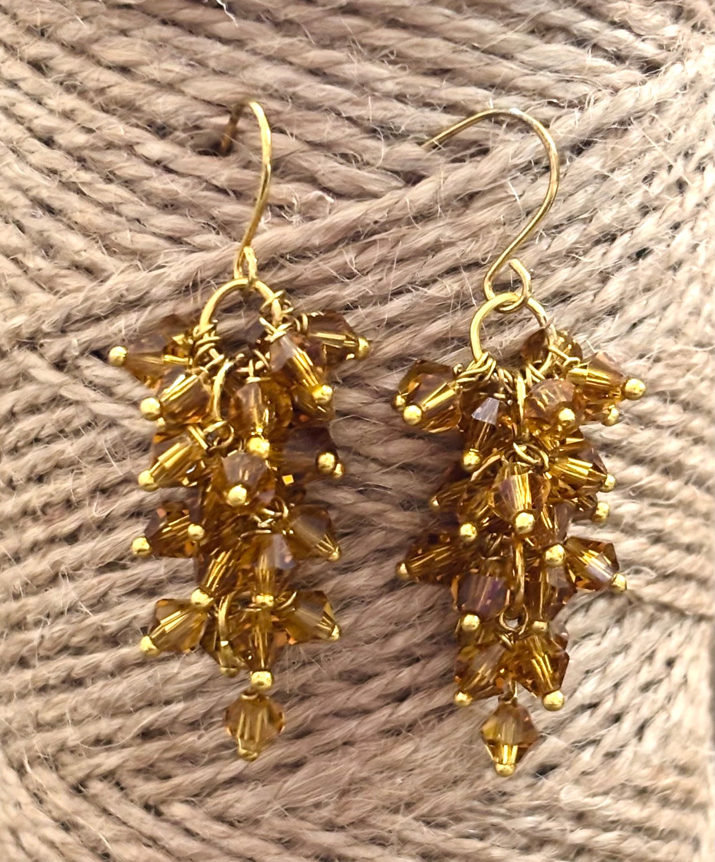 Handmade Amber Crystal Cluster Earrings