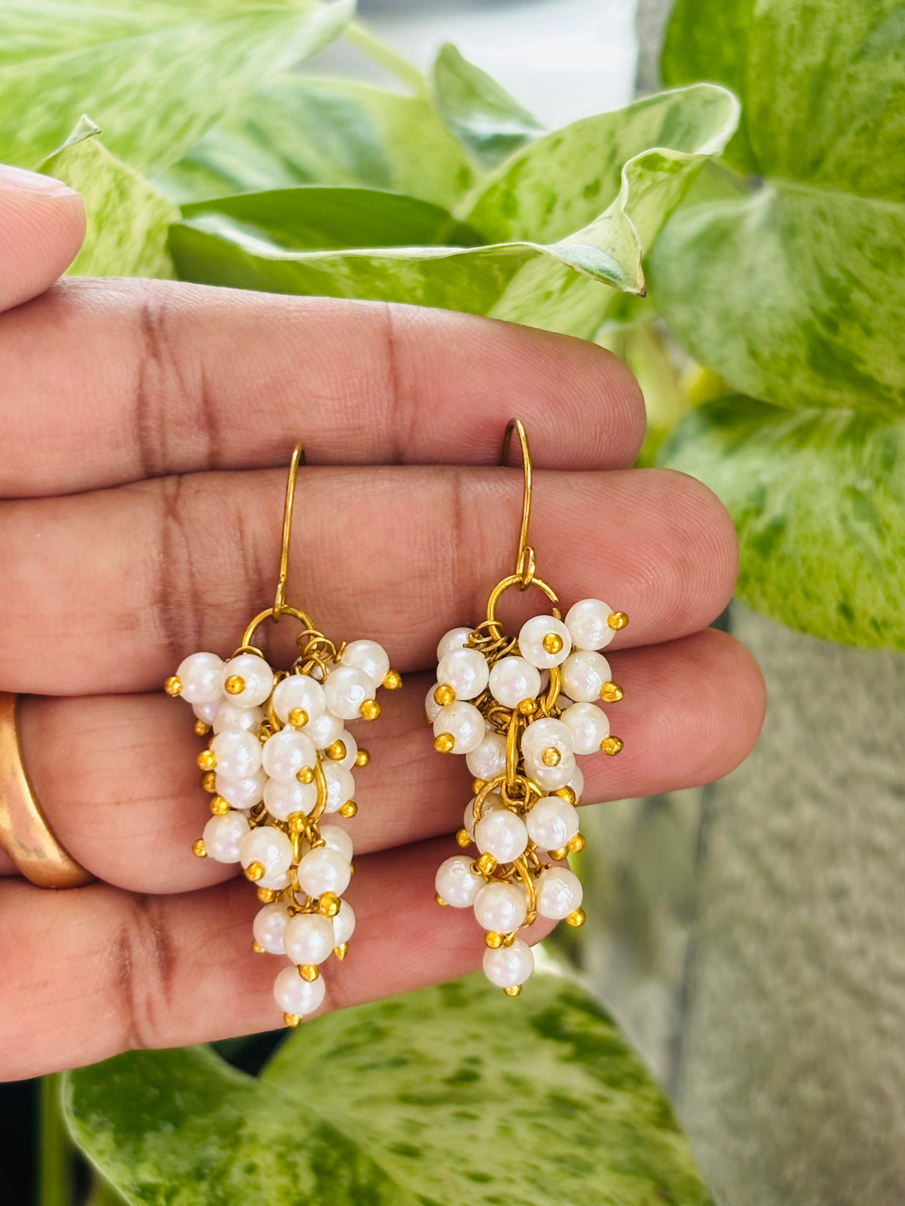 Handmade Pearl Cluster Earrings