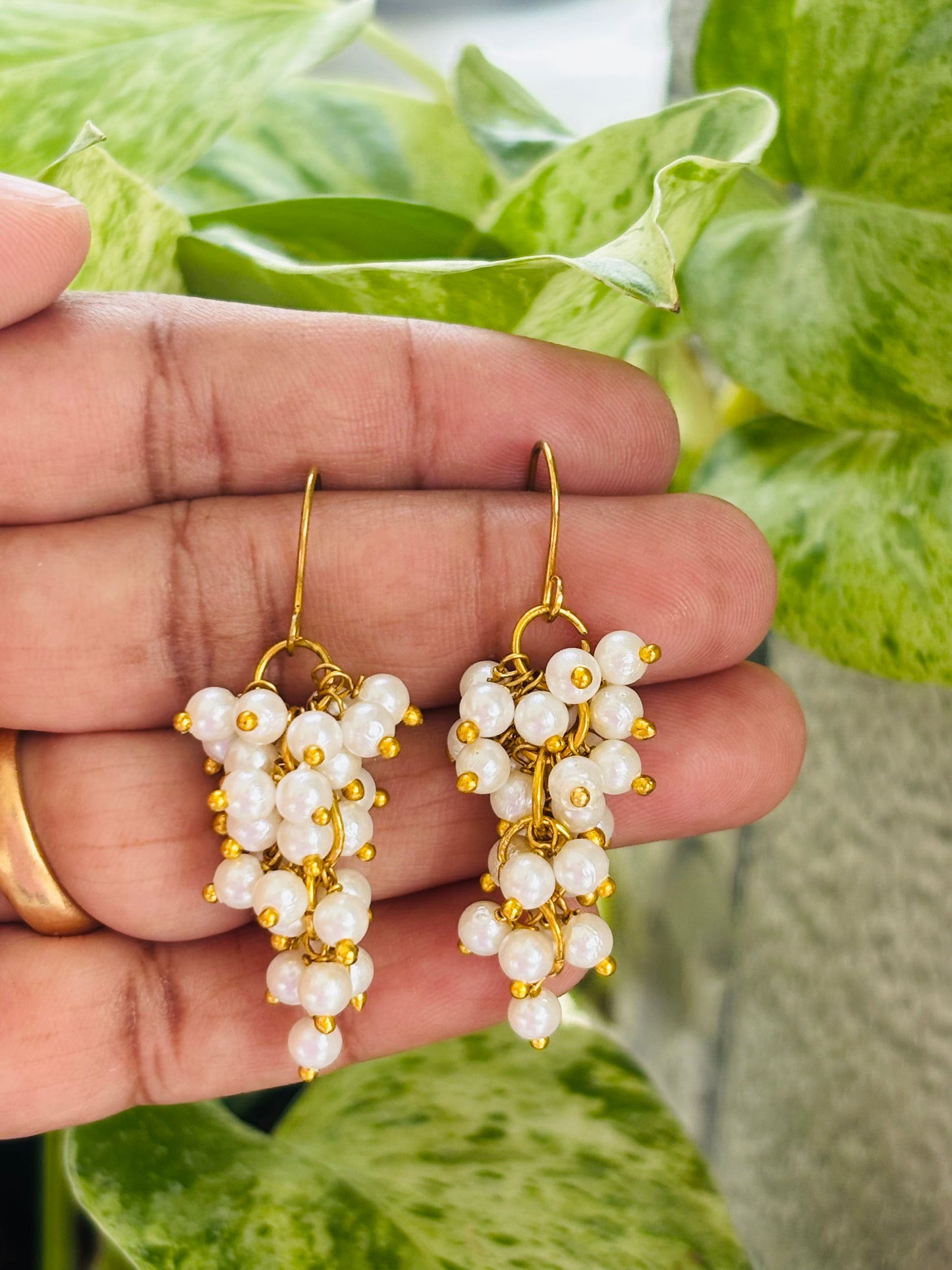 Handmade Pearl Cluster Earrings