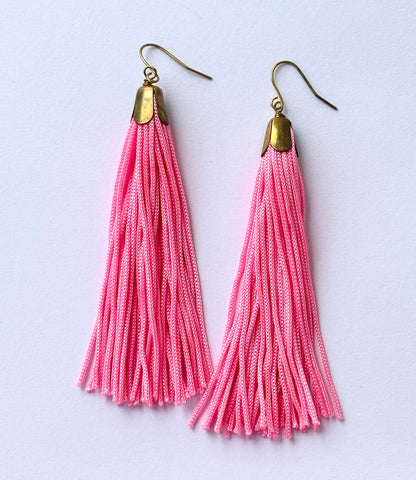 Handmade Pink Tassel Earrings