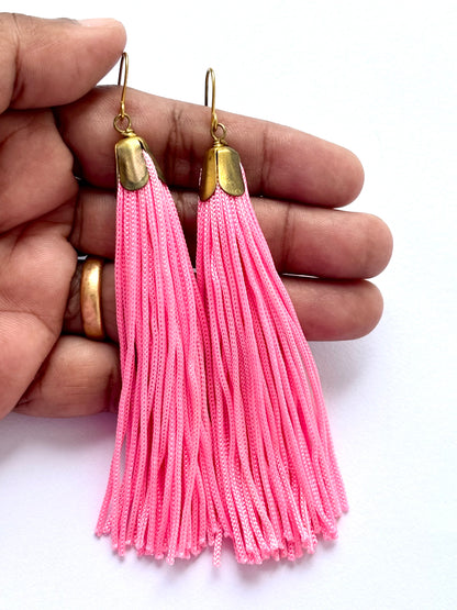 Handmade Pink Tassel Earrings