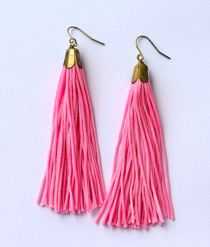 Handmade Pink Tassel Earrings