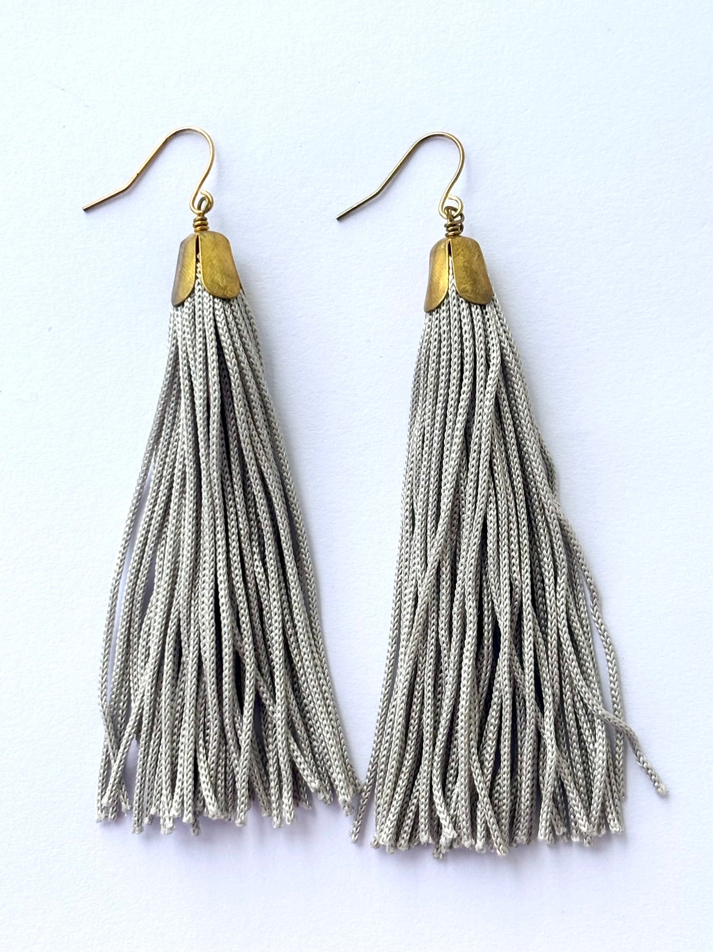 Handmade Gray Tassel Earrings
