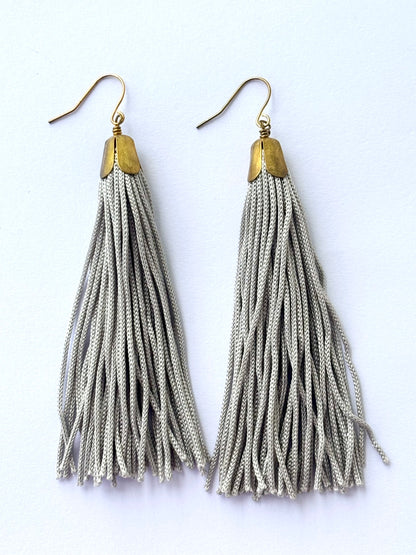 Handmade Gray Tassel Earrings