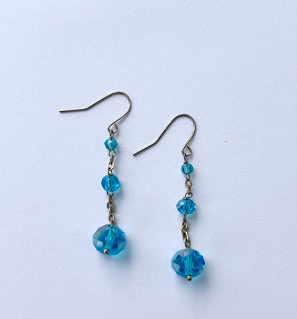 Handmade Blue Crystal Drop Earrings