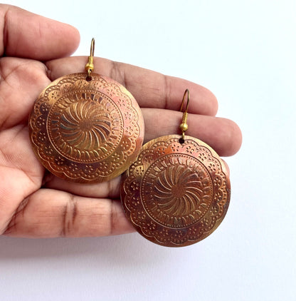Oxidized Copper Bohemian Circle Earrings
