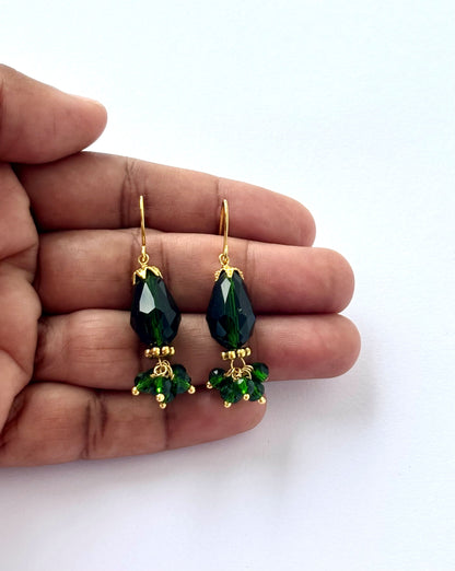 Handmade Emerald Green Crystal Drop Earrings