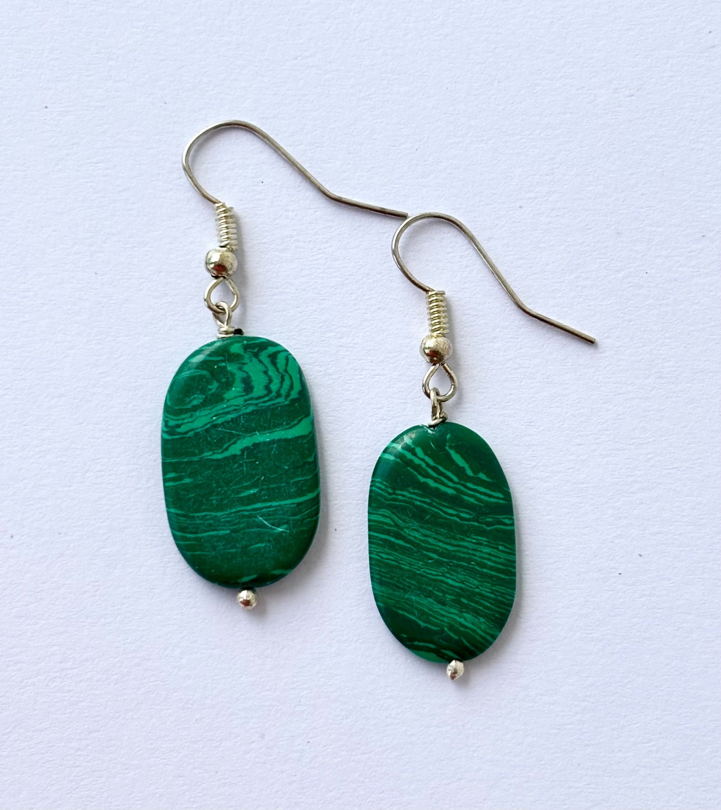 Handmade Green Malachite Stone Drop Earrings
