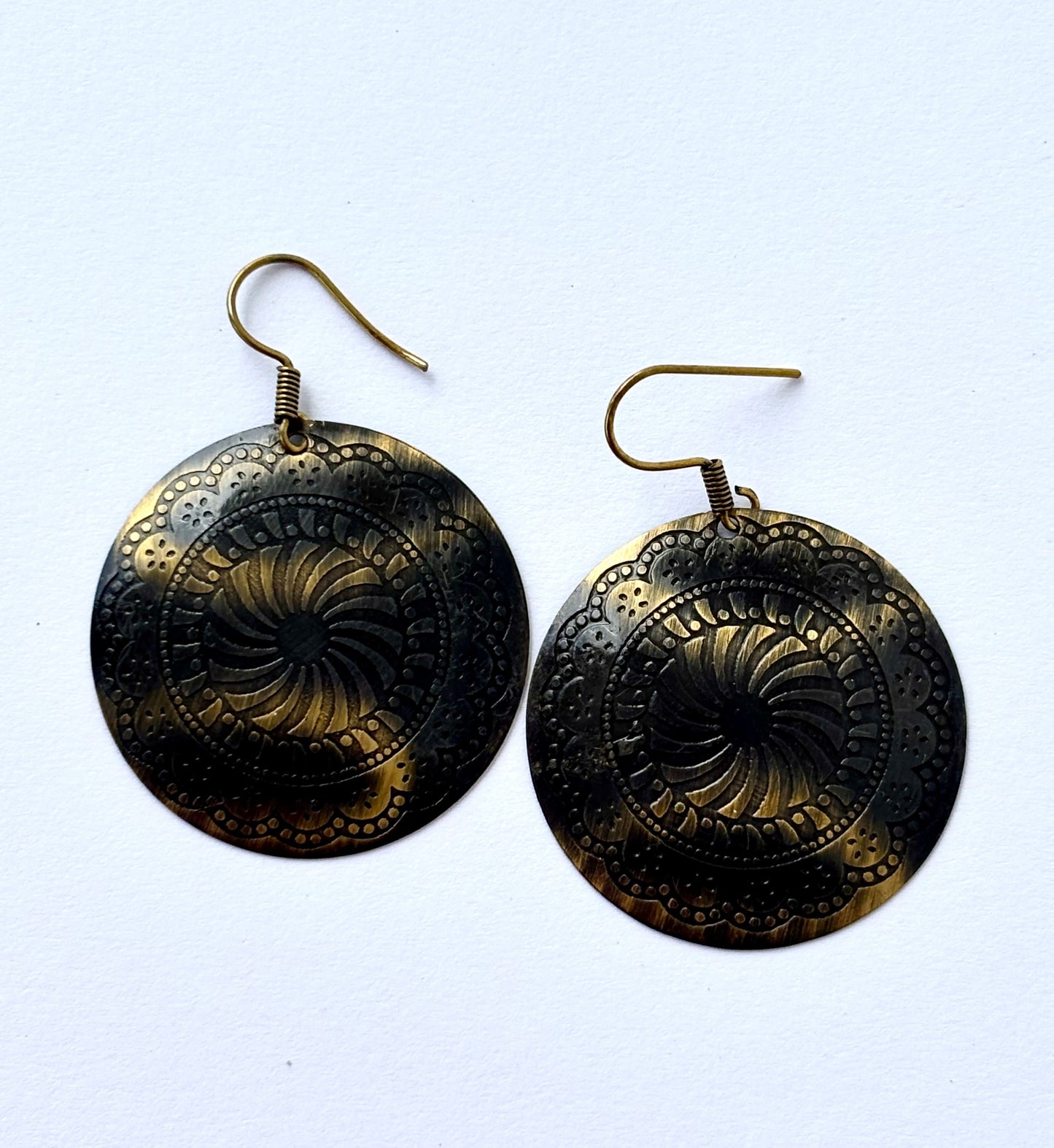 Oxidized Gold Bohemian Circle Earrings