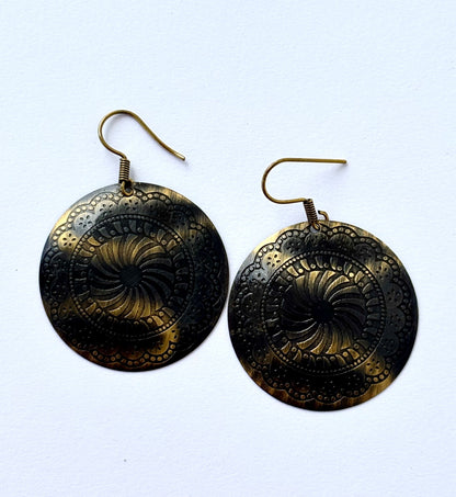 Oxidized Gold Bohemian Circle Earrings