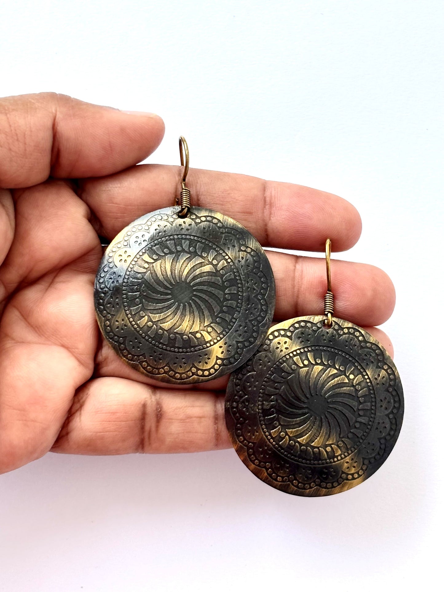 Oxidized Gold Bohemian Circle Earrings