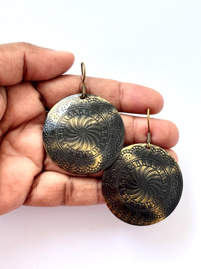 Oxidized Gold Bohemian Circle Earrings