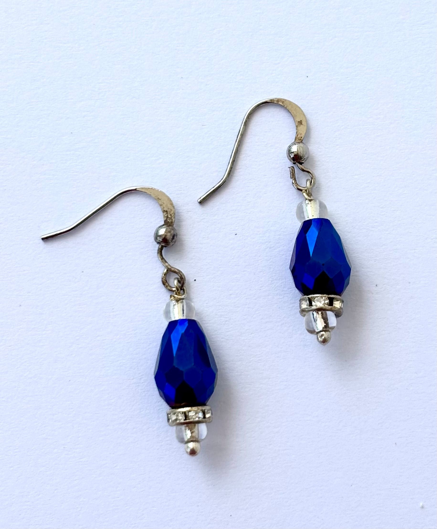 Handmade Royal Blue Crystal Dangle Earrings