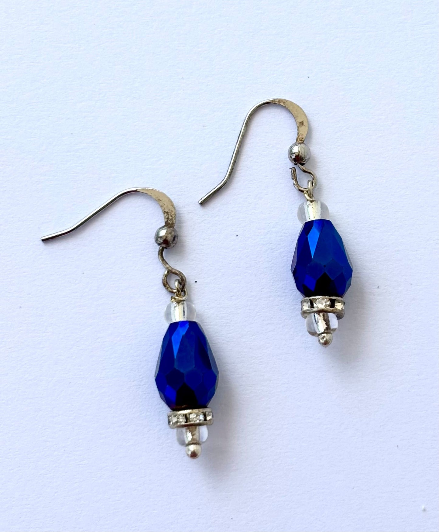 Handmade Royal Blue Crystal Dangle Earrings