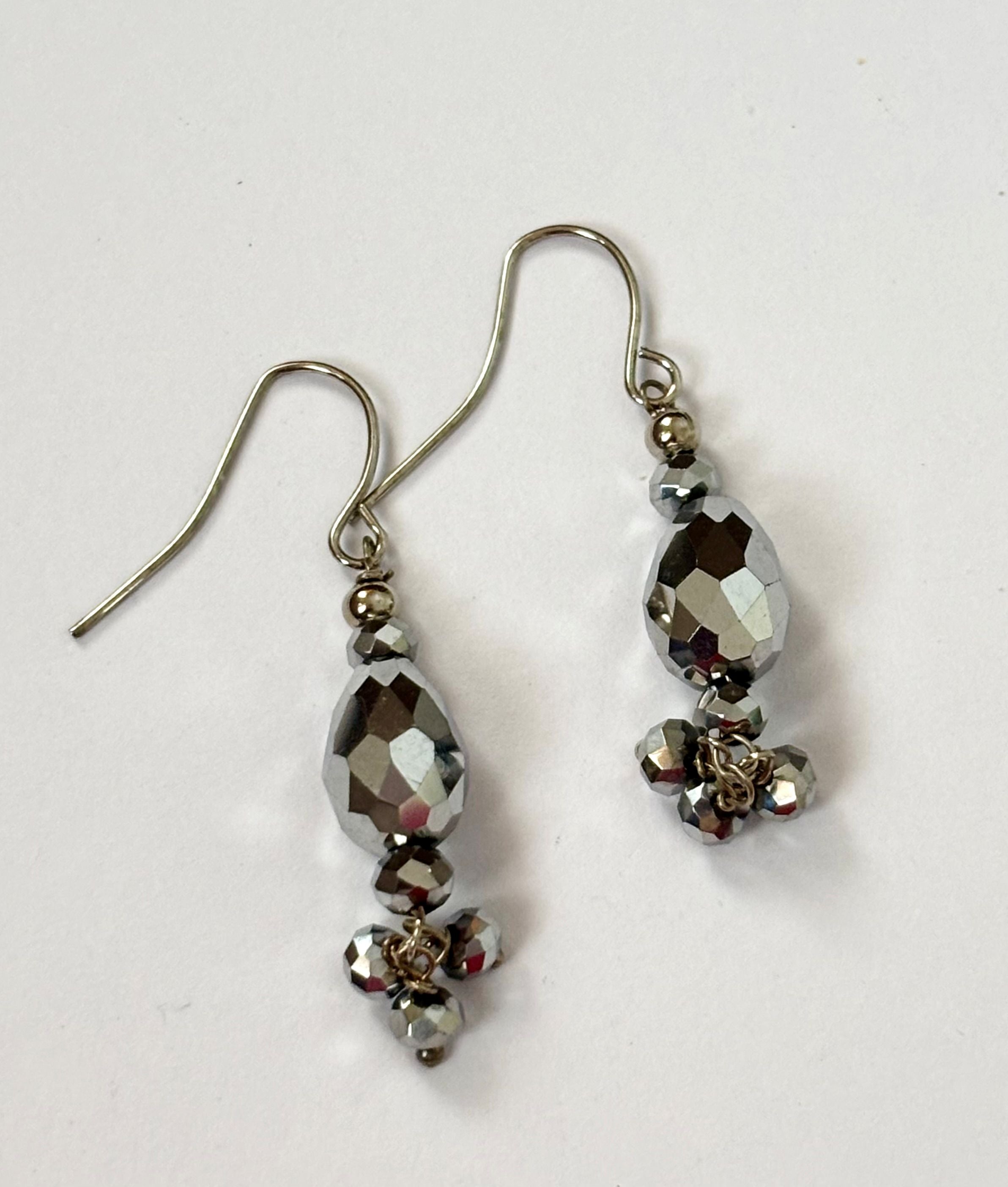 Handmade Grey Crystal Drop Earrings