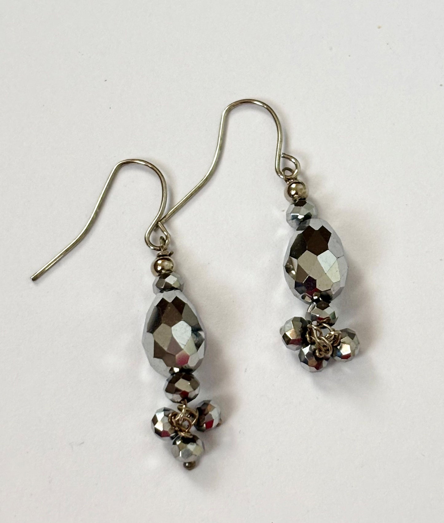 Handmade Grey Crystal Drop Earrings