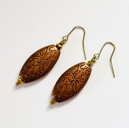 Handmade Copper and Gold Patterned Earrings