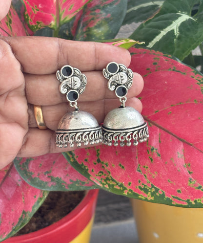 Oxidized Elephant Jhumka Earrings