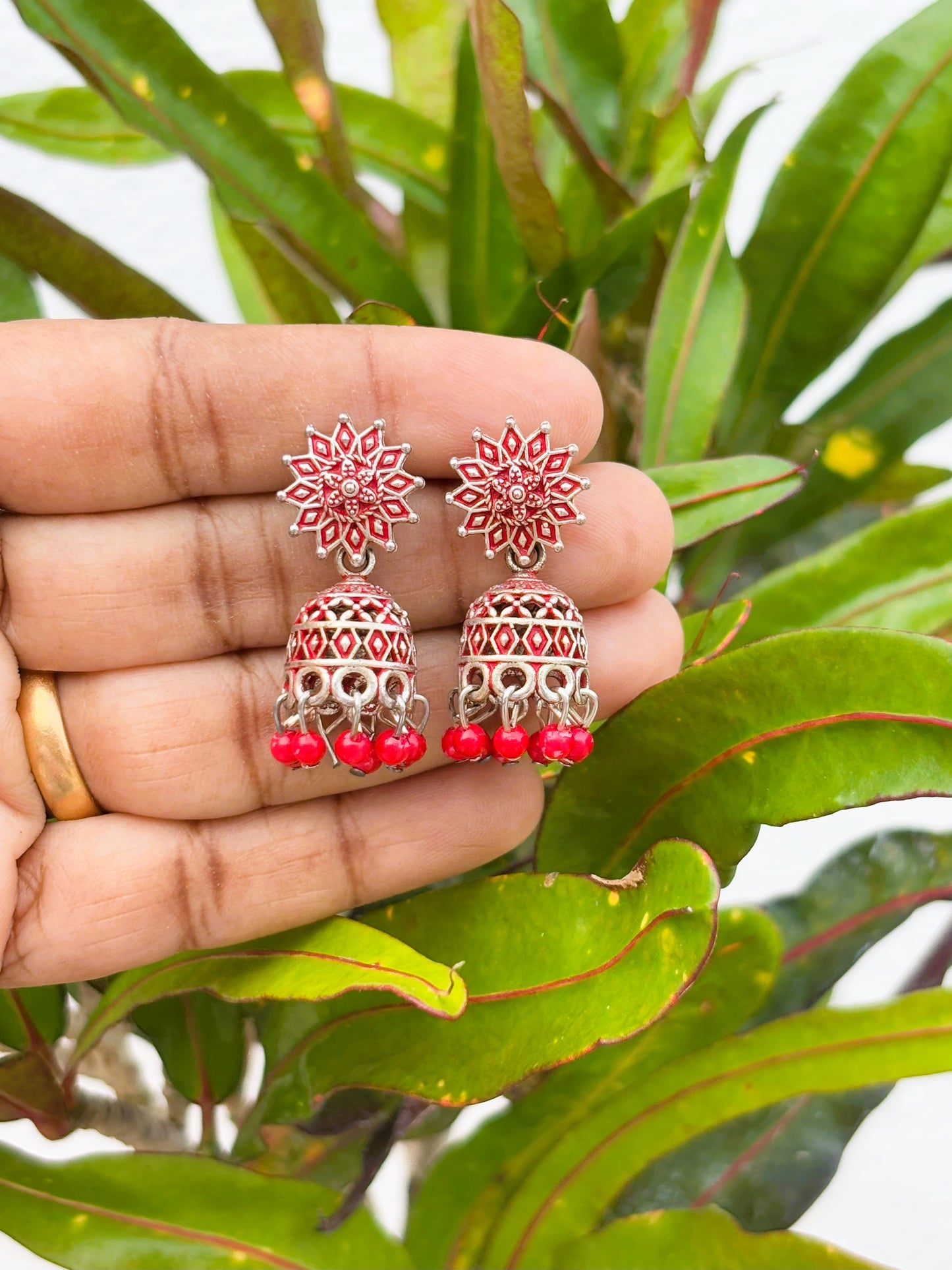 Red Enamel Mini Jhumka