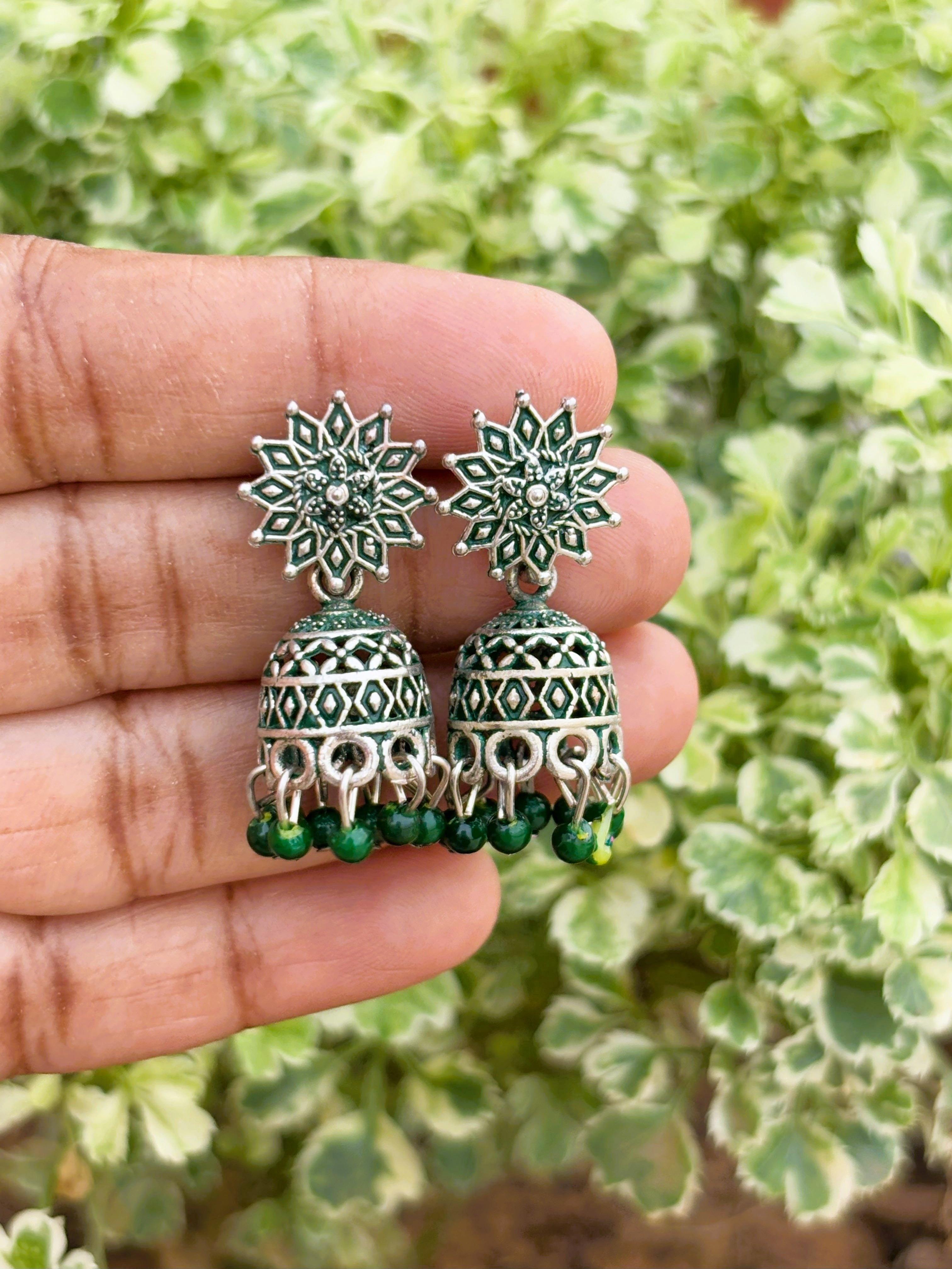 Green Enamel Mini Jhumka