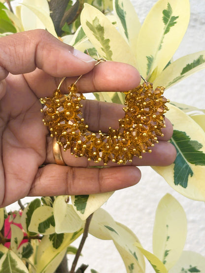 Handmade Amber Beaded Cluster Hoops