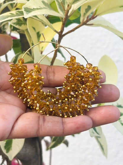 Handmade Amber Beaded Cluster Hoops