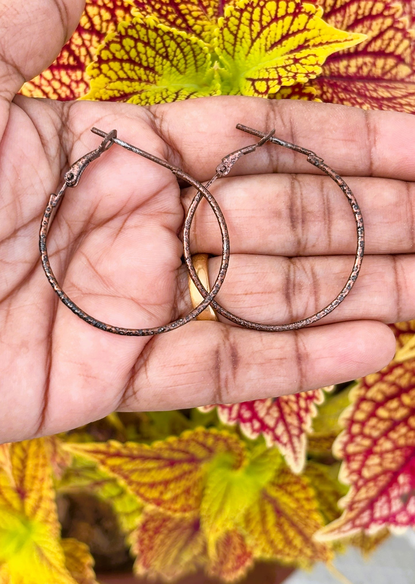 Textured Copper Hoops