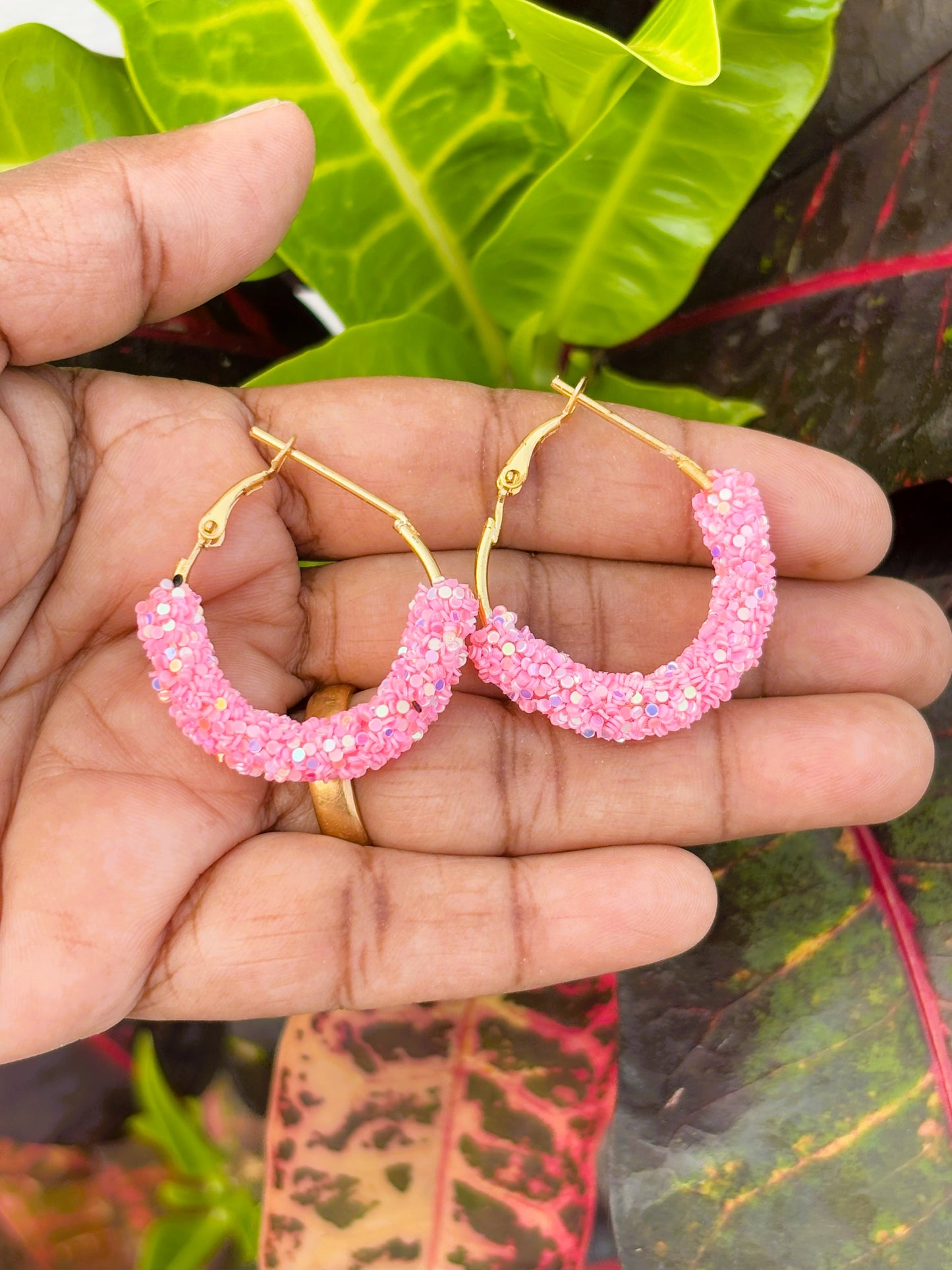 Hoops with Pink Sparkle