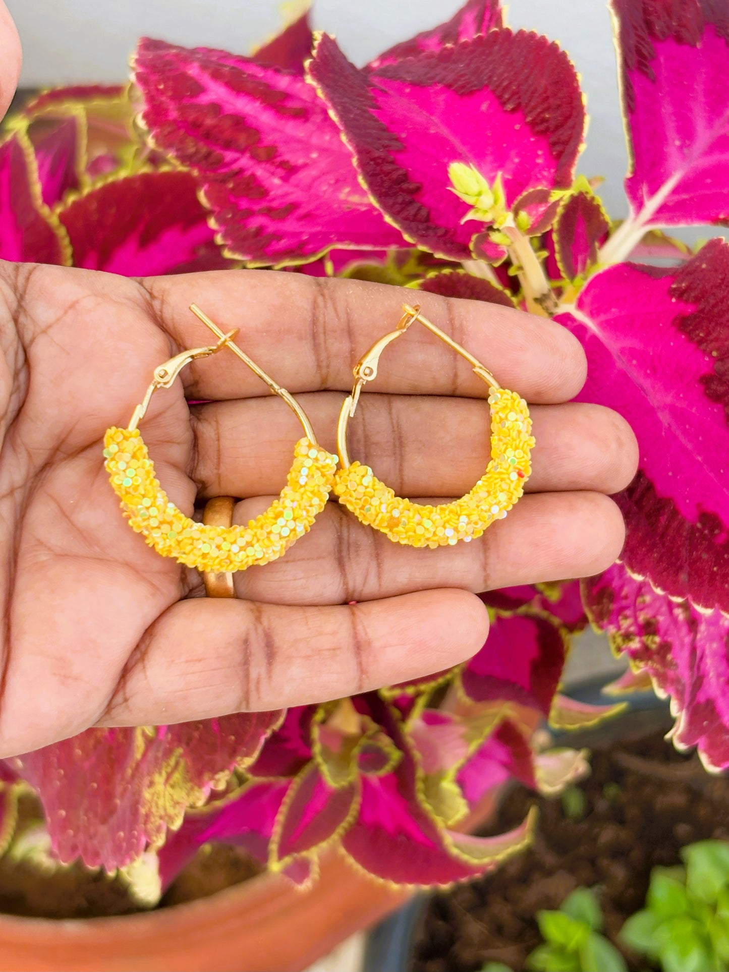 Hoops with Yellow Sparkle