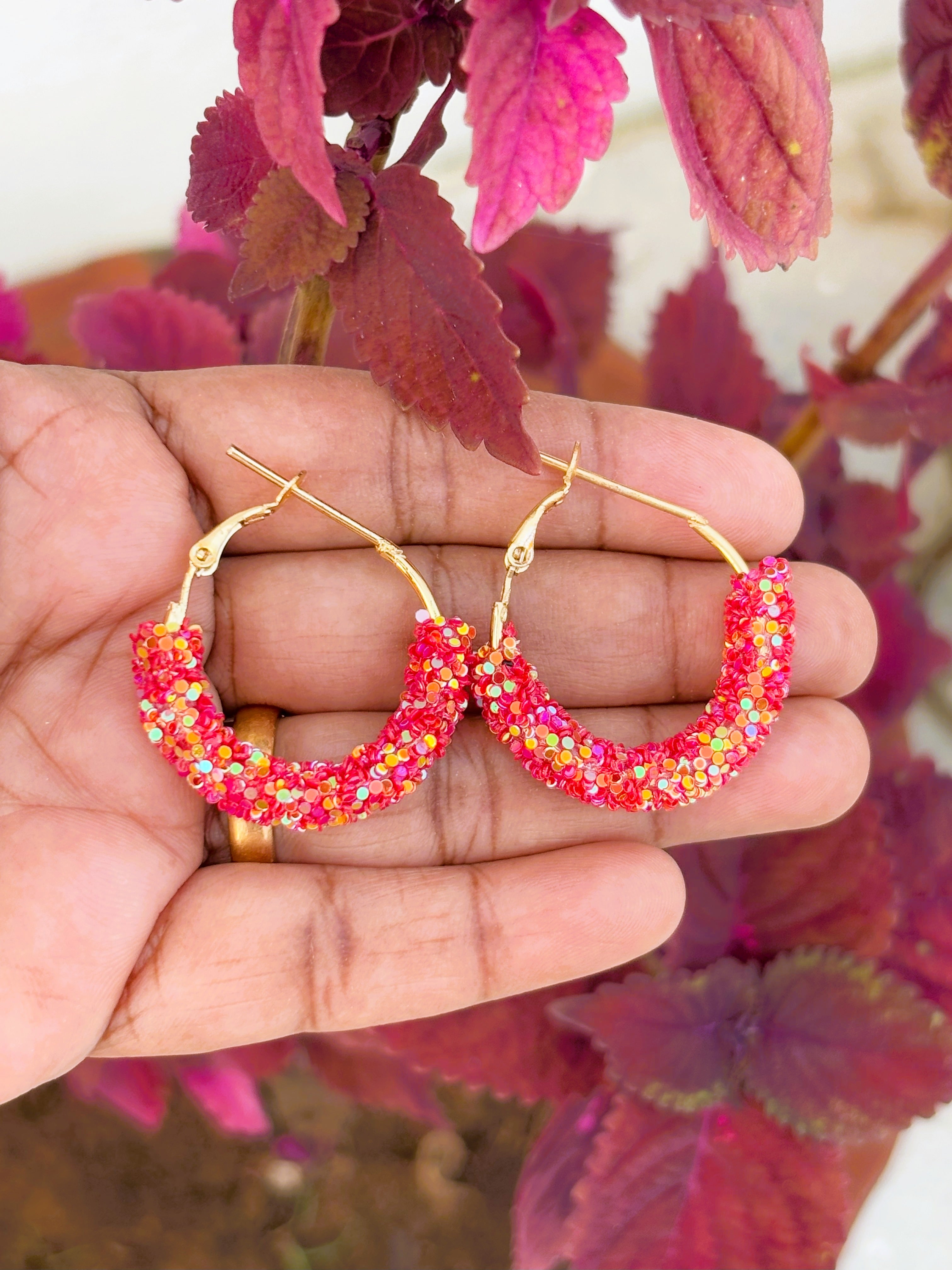 Hoops with Red Sparkle