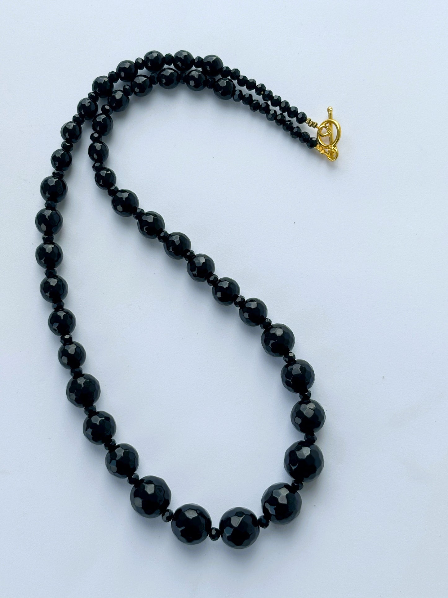 Handmade Graduated Black Onyx Gemstone Necklace