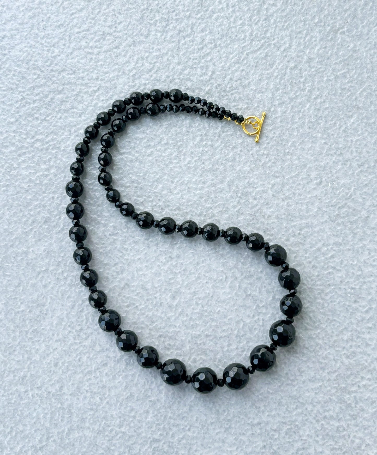 Handmade Graduated Black Onyx Gemstone Necklace