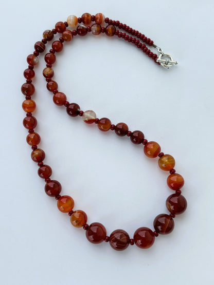 Handmade Graduated Red Carnelian Gemstone Necklace