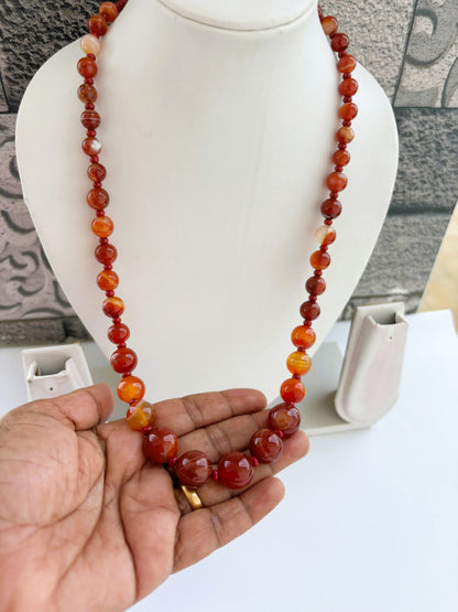 Handmade Graduated Red Carnelian Gemstone Necklace