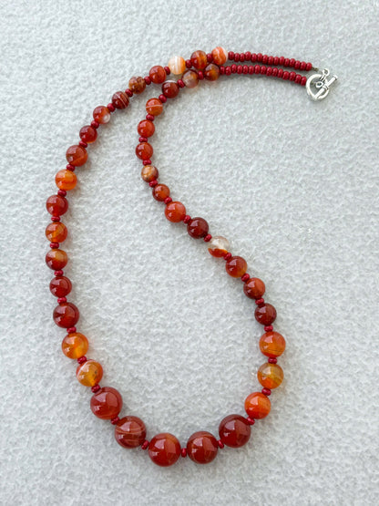 Handmade Graduated Red Carnelian Gemstone Necklace