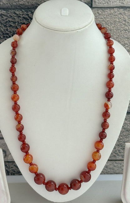 Handmade Graduated Red Carnelian Gemstone Necklace