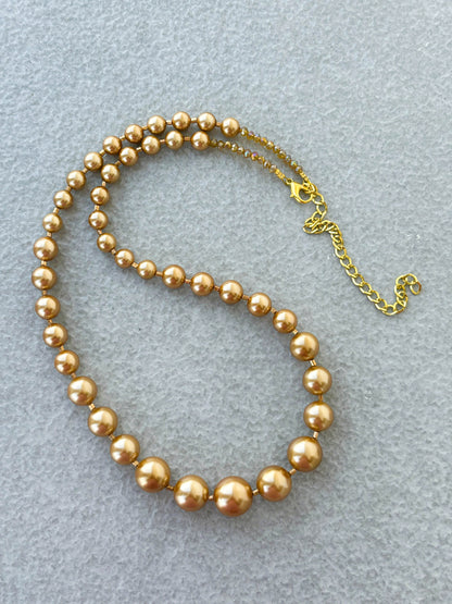 Handmade Graduated Golden Shell Pearl Necklace