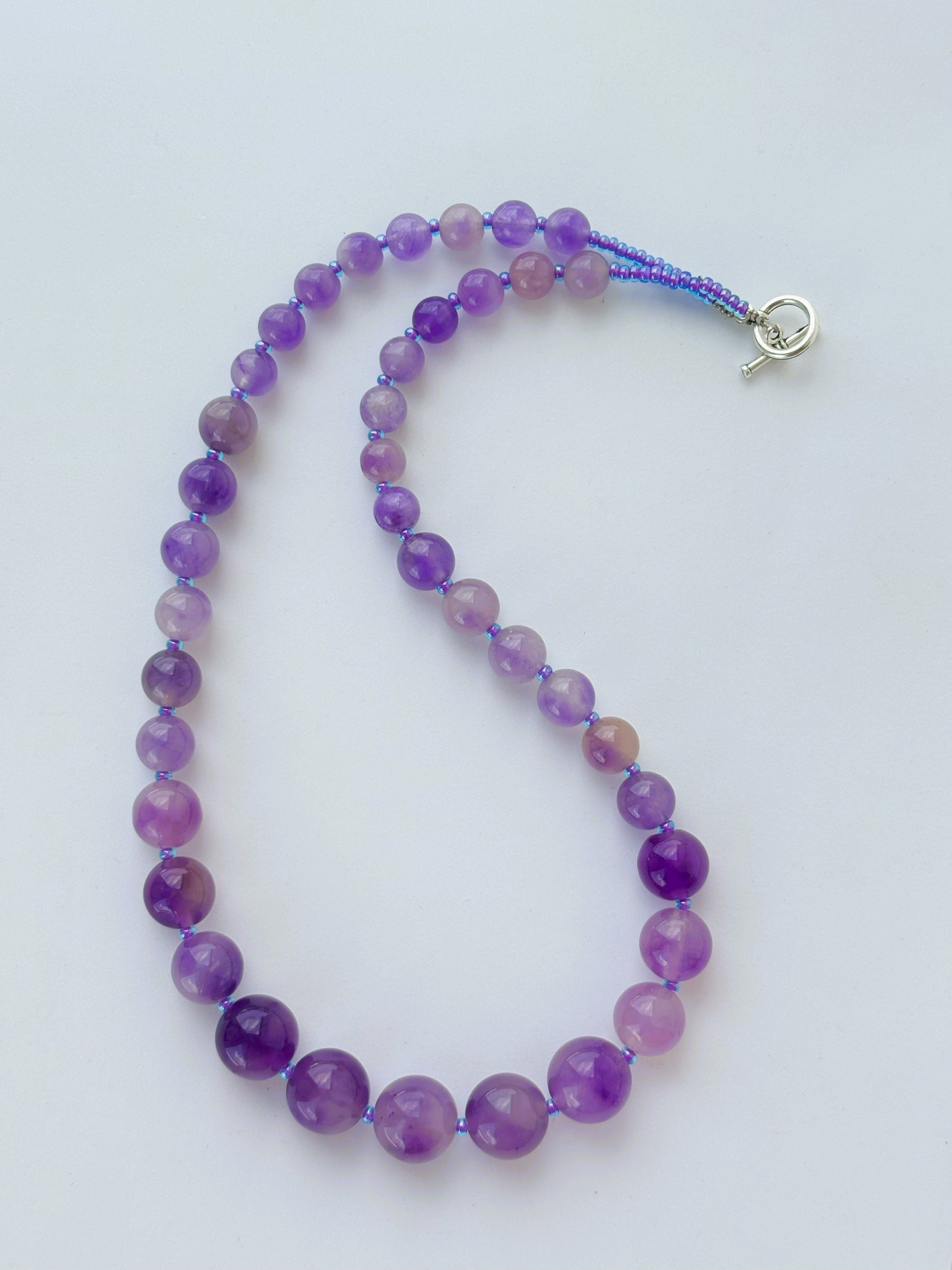 Handmade Graduated Amethyst Gemstone Necklace