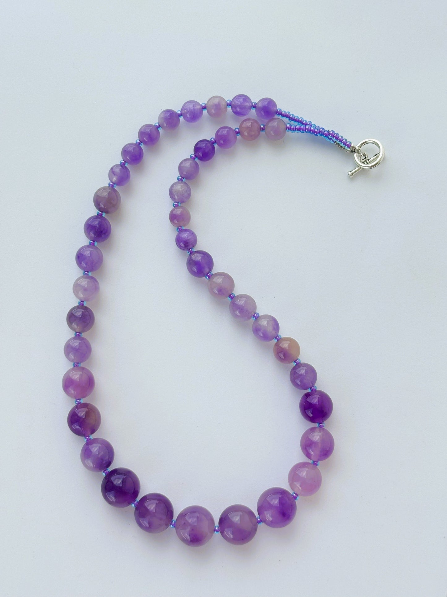 Handmade Graduated Amethyst Gemstone Necklace