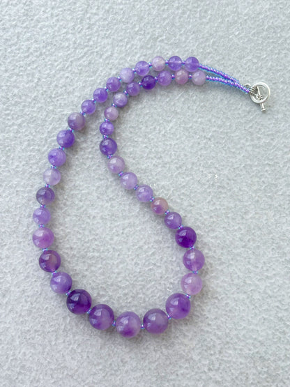 Handmade Graduated Amethyst Gemstone Necklace