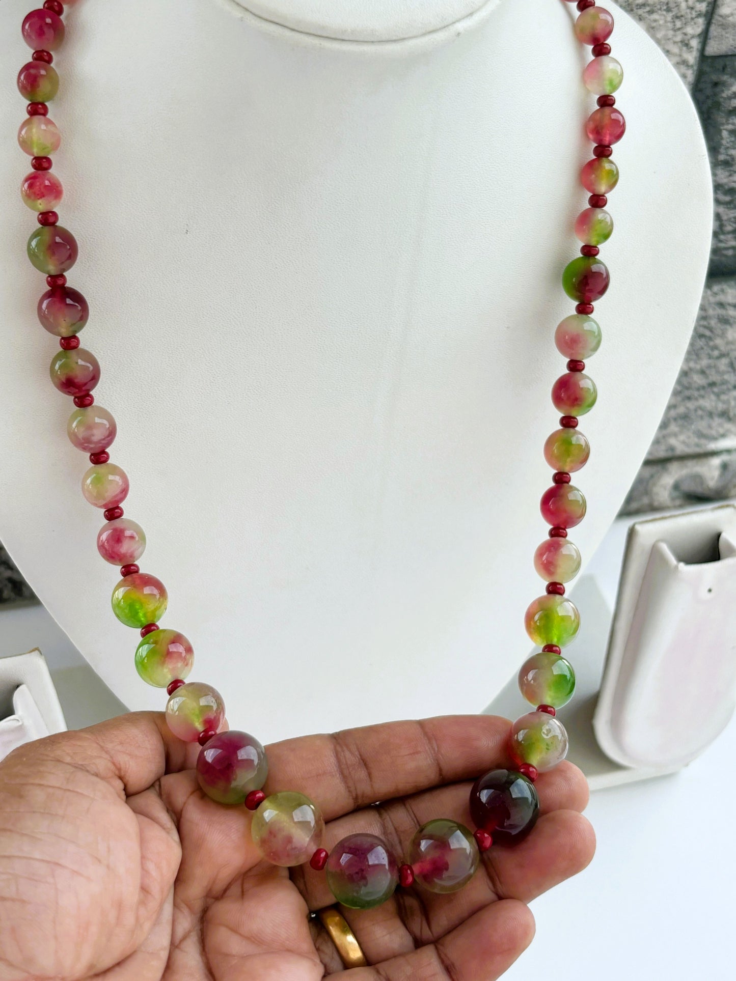 Handmade Graduated Watermelon Tourmaline Necklace