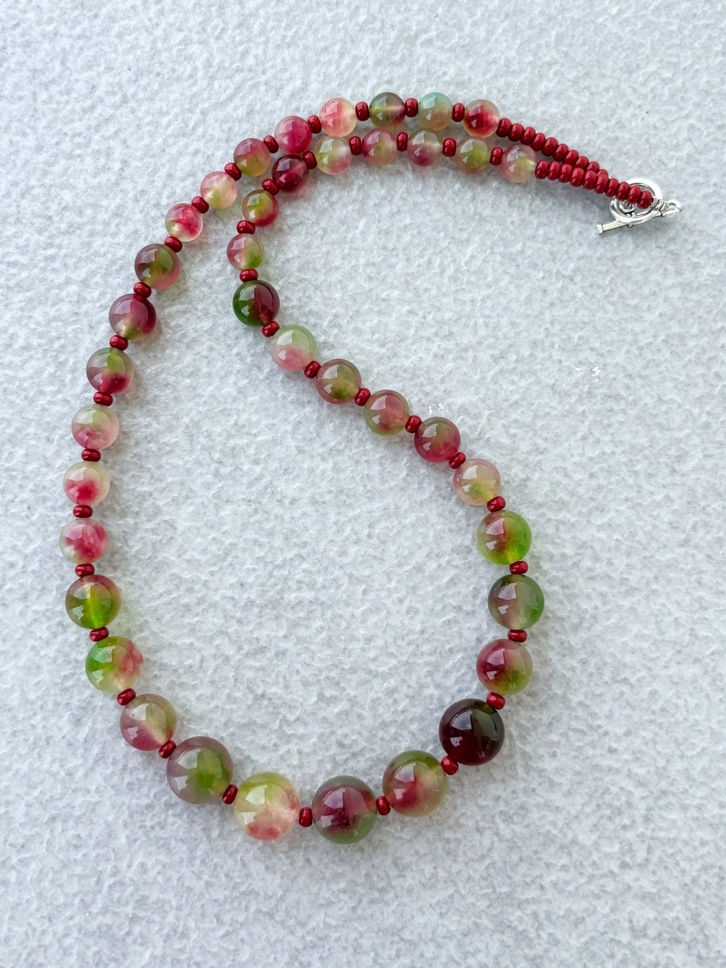 Handmade Graduated Watermelon Tourmaline Necklace