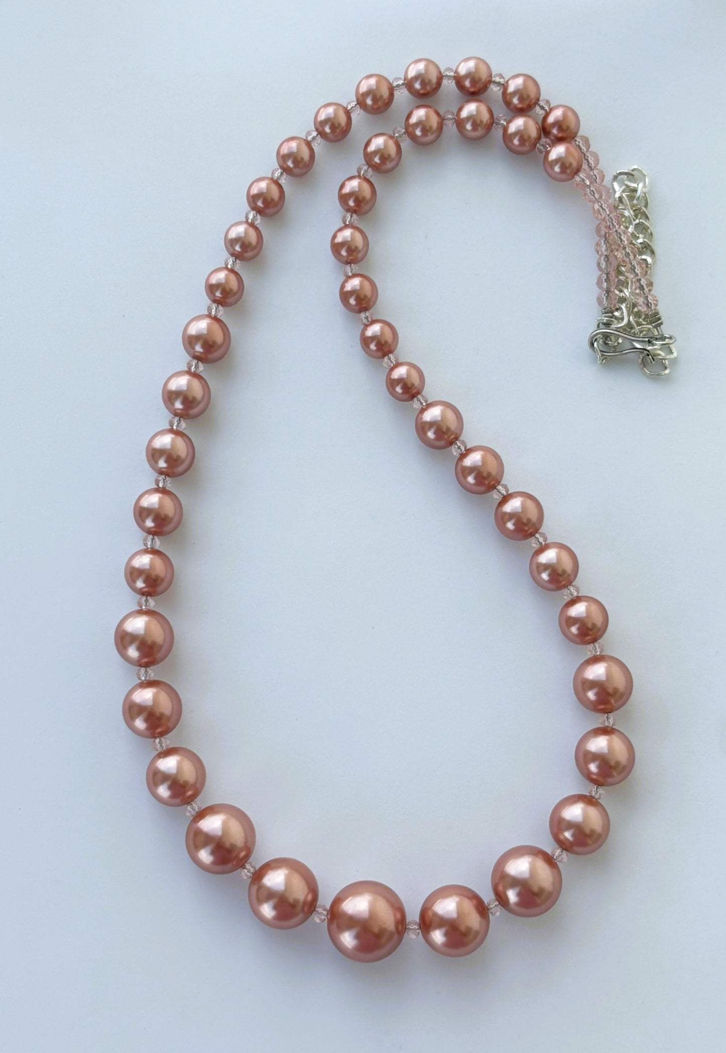Handmade Graduated Rose Gold Shell Pearl Necklace