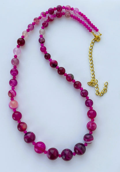 Handmade Graduated Multi-Shade Pink Agate Necklace